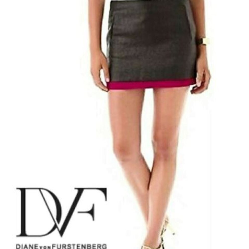 Diane Von Furstenberg Elley Mini Skirt Black Berry Size 8